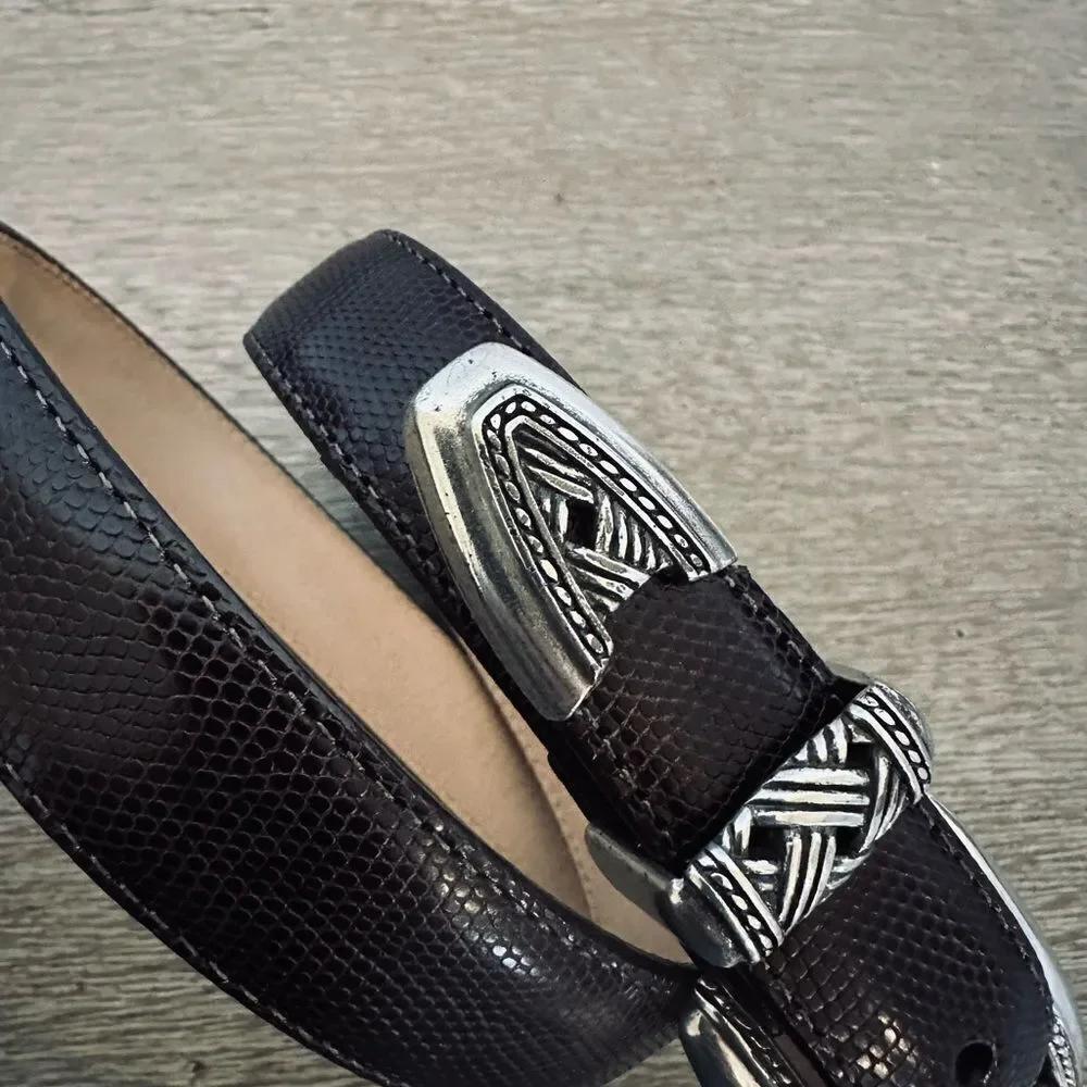 Brighton Silver Brown Leather Belt M